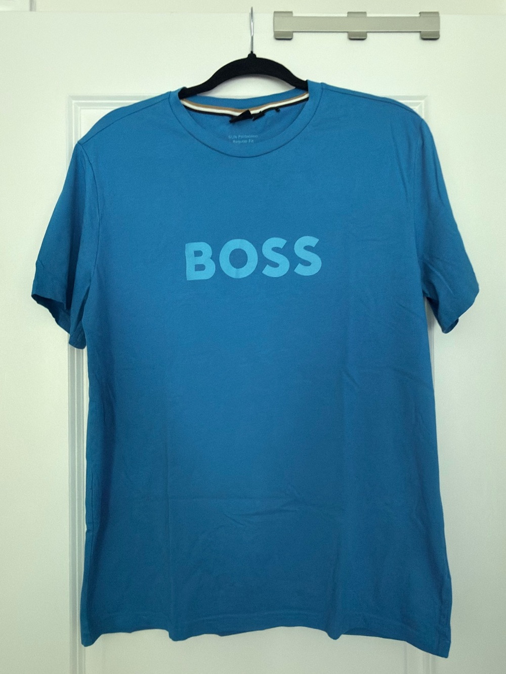 Boss Men's Bright Blue Logo Crew Tee